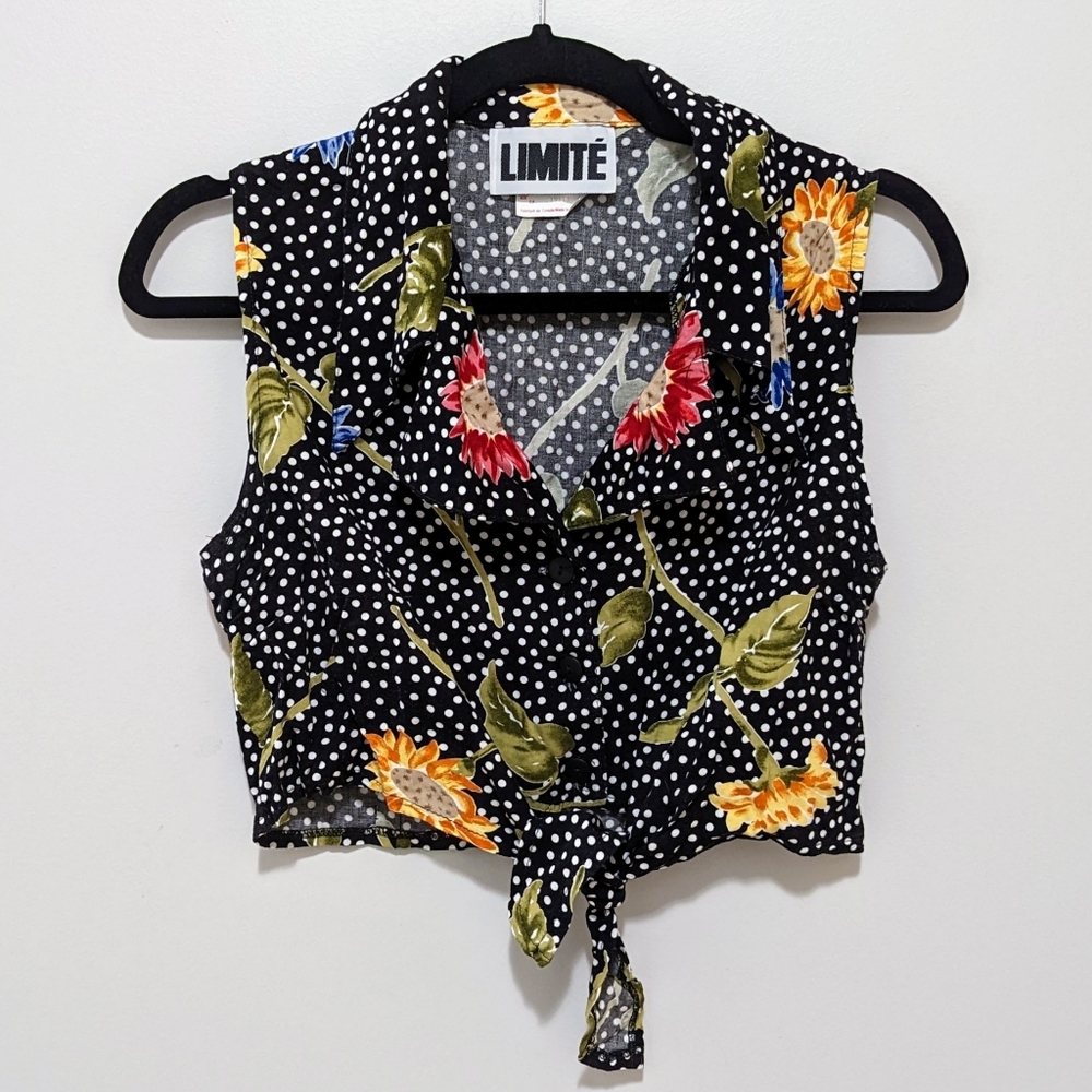 Vintage tie-front crop top